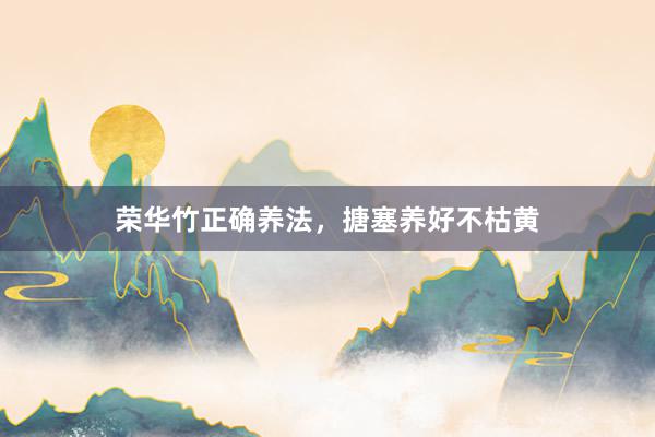 荣华竹正确养法，搪塞养好不枯黄